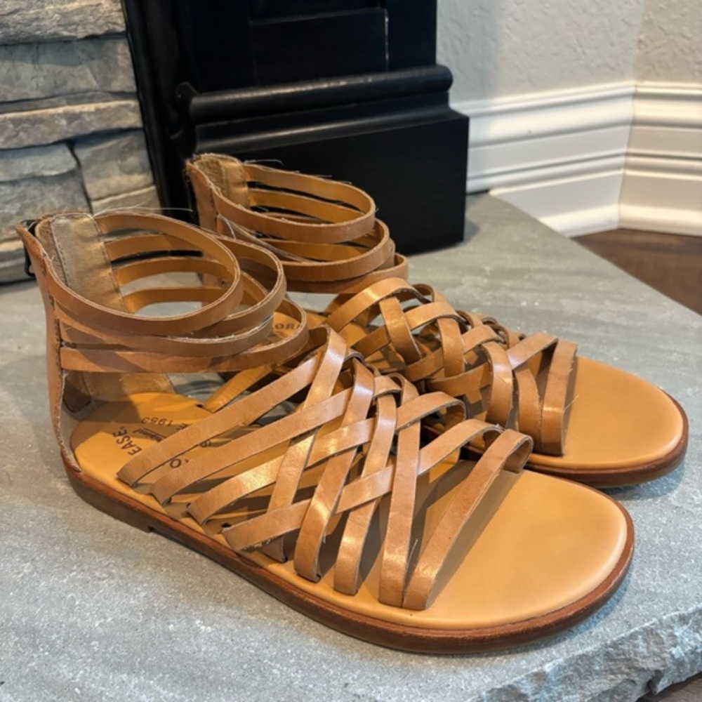 Kork-Ease‎ Palmyra Gladiator Woven Tan Leather Sandals Women's Size 10M FLAW
